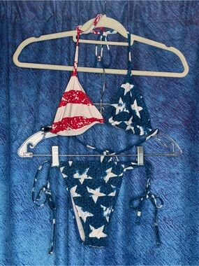 Patriotic Stars & Stripes Triangle Bikini Set